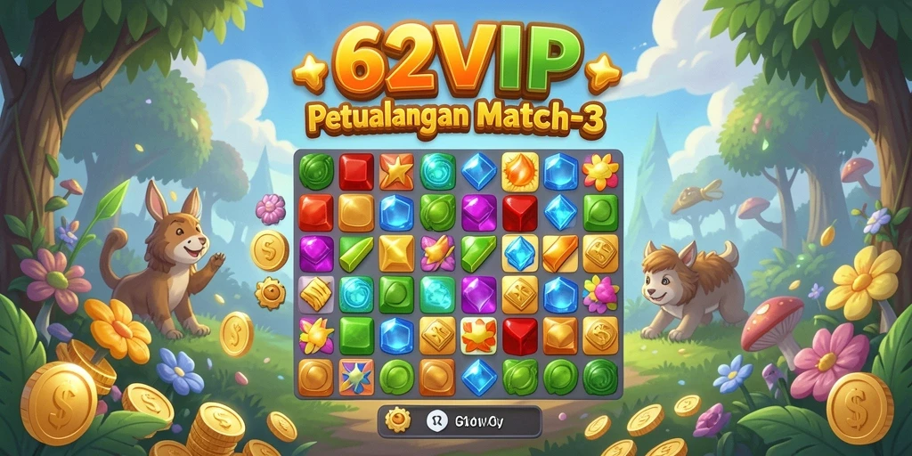 Tampilan gameplay 62VIP dengan elemen Match-3 yang menawan.