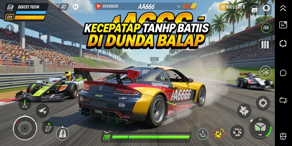Gameplay seru dalam balapan mobil di AA666 yang menampilkan lintasan beragam.