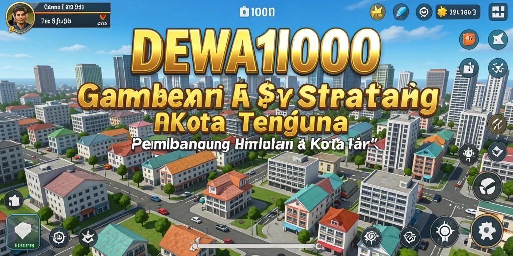Tampilan gameplay menarik dari DEWA1000 yang menunjukkan pembangunan kota.