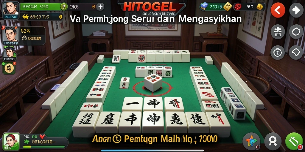 Screenshot permainan HITOGEL yang menunjukkan gameplay Mahjong yang menarik.