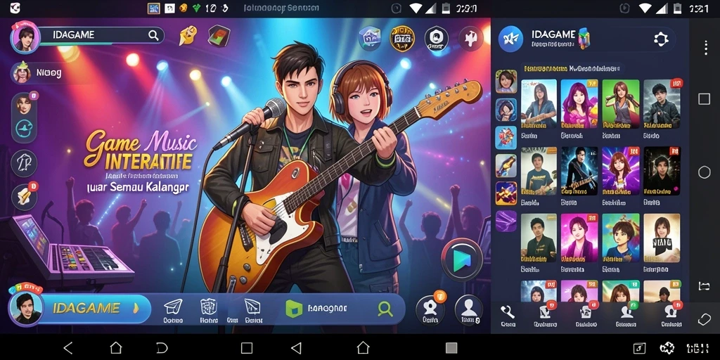 Screenshot gameplay IDAGAME menunjukkan interaksi musik yang seru.