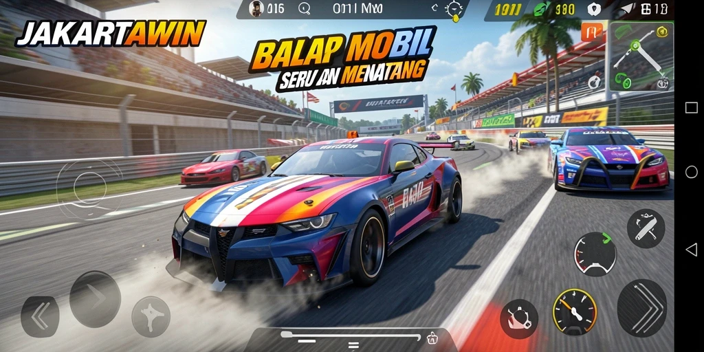 Gameplay balap mobil yang seru di JAKARTAWIN.