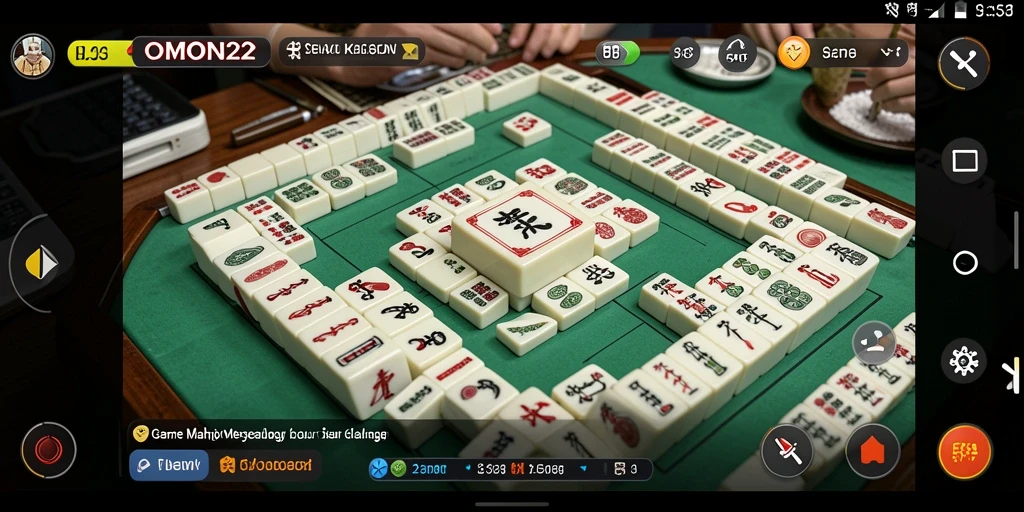 Tampilan gameplay seru OMON22 dengan grafis Mahjong yang menarik.