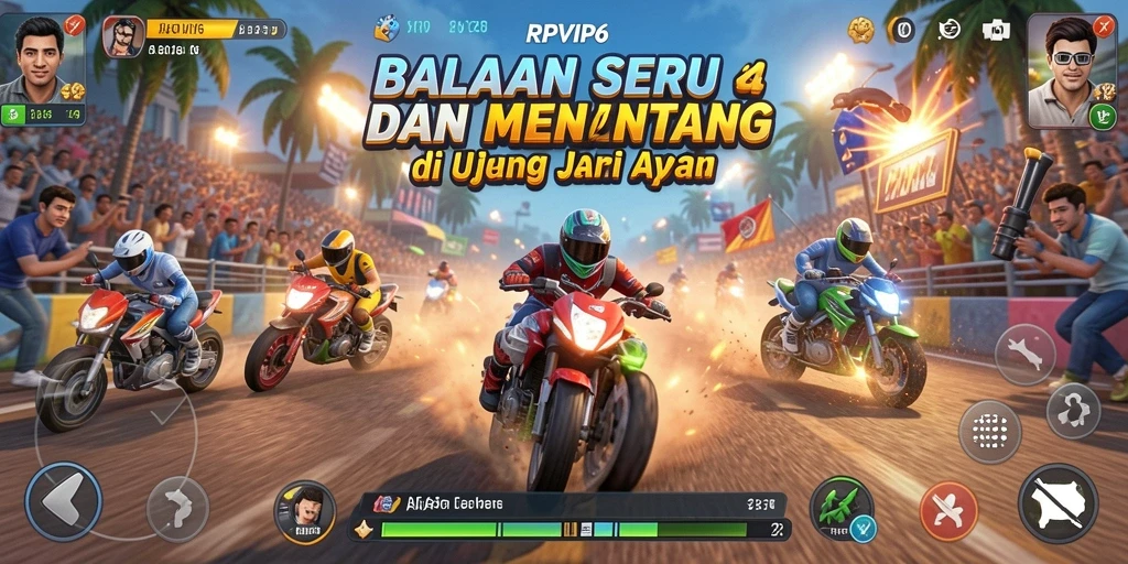Tangkapan layar utama RPVIP6 menampilkan balapan yang mendebarkan.