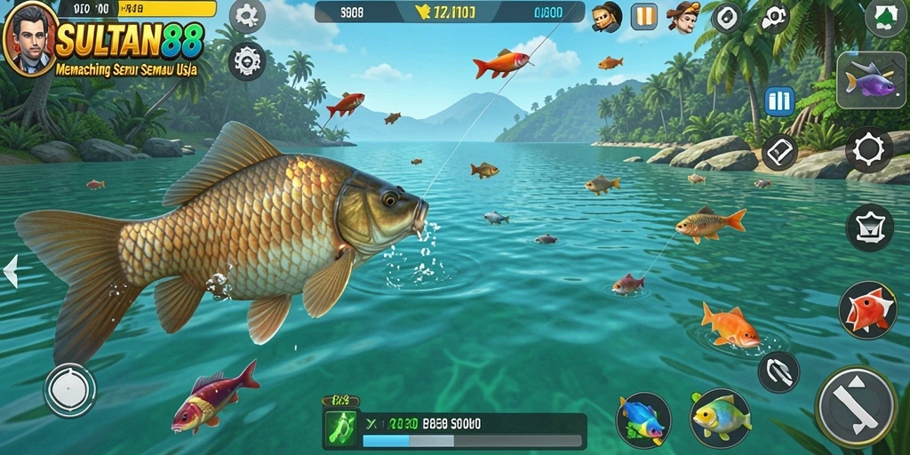 Screenshot gameplay SULTAN88 menampilkan pengalaman memancing yang mendebarkan.