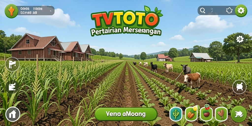 Tampilan gameplay TVTOTO saat bercocok tanam di kebun virtual.